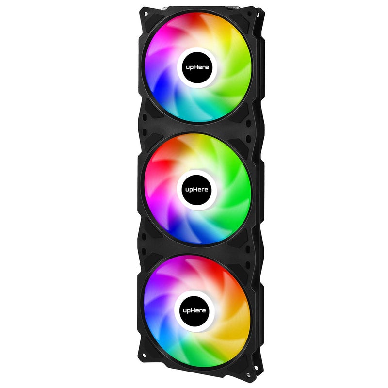 upHere 360mm All-in-One Auto RGB Computer Case Fan with PWM 4-Pin Interface High Performance Cooling Low Noise for Enhanced PC Cooling Black AUTO RGB,PWM 4-Pin,PF360CF4 - Image 1